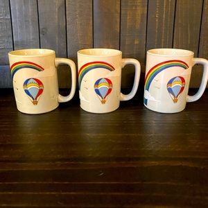 3 vintage hot air balloon mugs